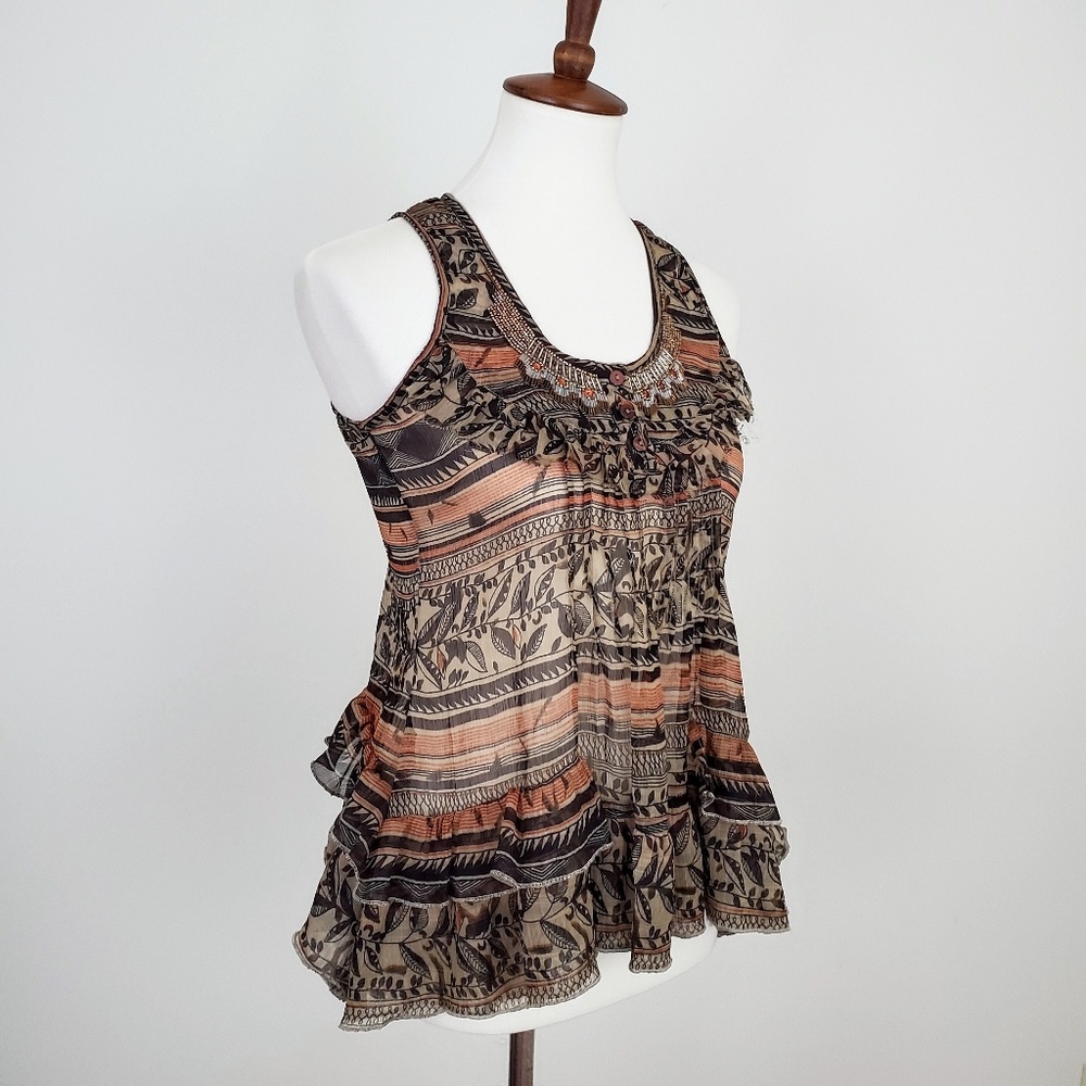 Solitaire Beaded Ruffle Tank - Picture 4 of 6